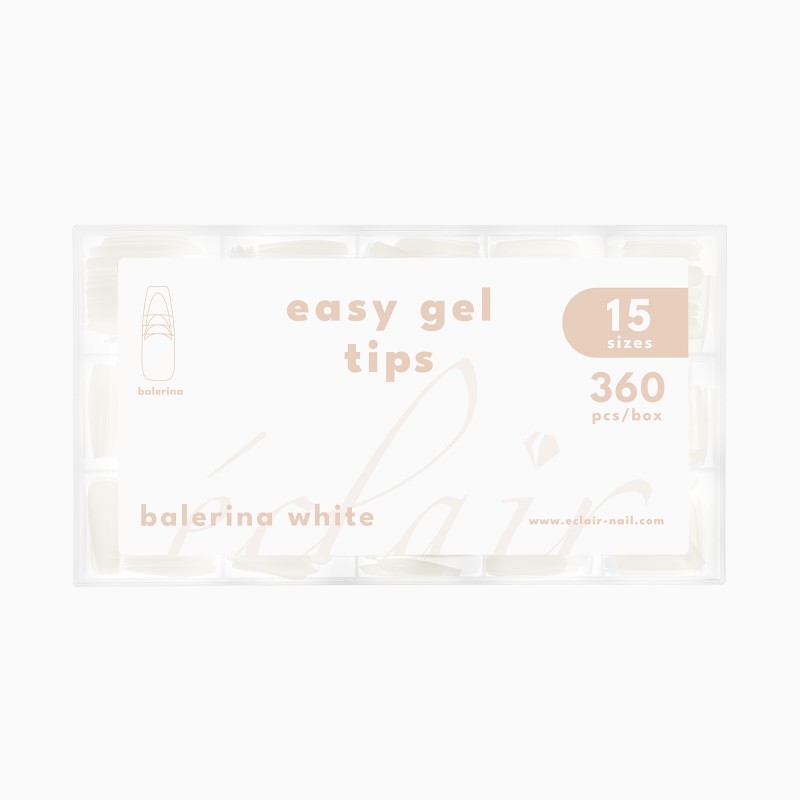 Easy Gel Tips BALERINA WHITE – białe tipsy żelowe balerina – Eclair – 360 sztuk
