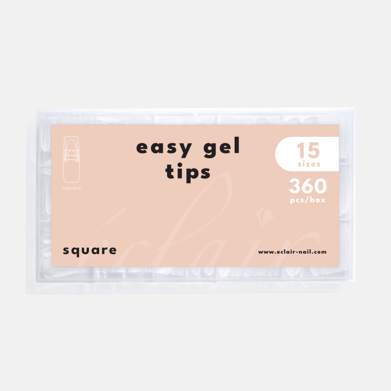 Easy Gel Tips SQUARE – matowe kwadratowe tipsy żelowe Eclair – 360 sztuk